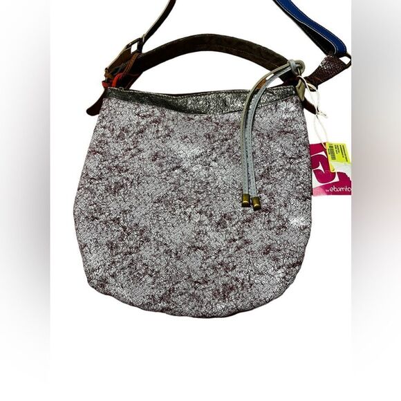 EBARRITO Leather Handbag mixed media boho crossbody - Picture 2 of 9